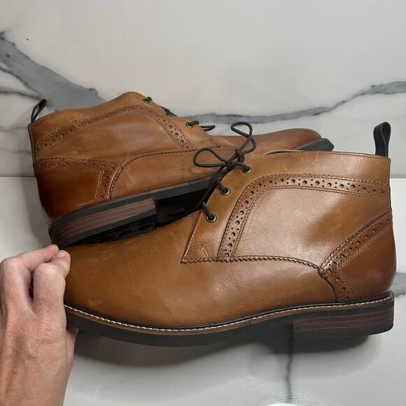 Nunn Bush Men\'s Warm Brown Leather Preppy Minimalist Chukka Ozark Boots Sz 12 W main image 5